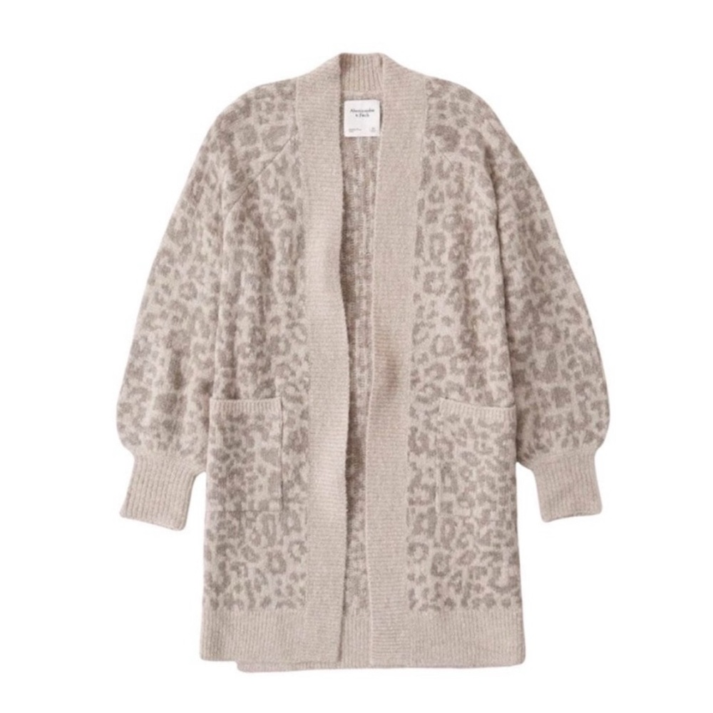 Abercrombie & Fitch Leopard Print Balloon Sleeve Cardigan Sweater l Small l NWT